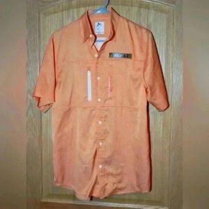 Vaccari men's button down orange shirt size S